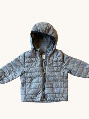 Baby Gap Gray Quilted Puffer Jacket Hooded Toddler 12-18 Months Unisex